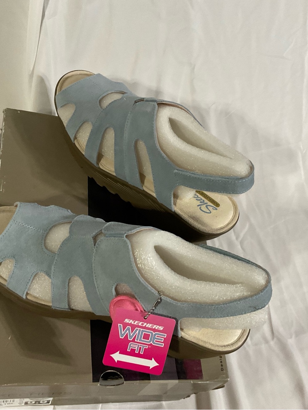 Skechers Light Blue Open Cut Wide Fit Slingback Sandals